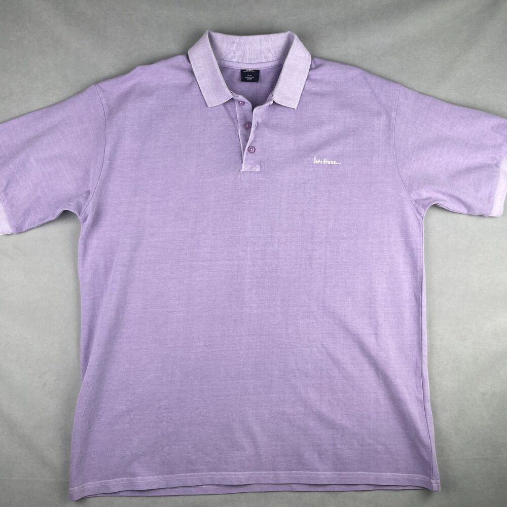 Urban Outfitters Iets Frans Polo Shirt Mens M‎ Purple Bright Embroidered Casual